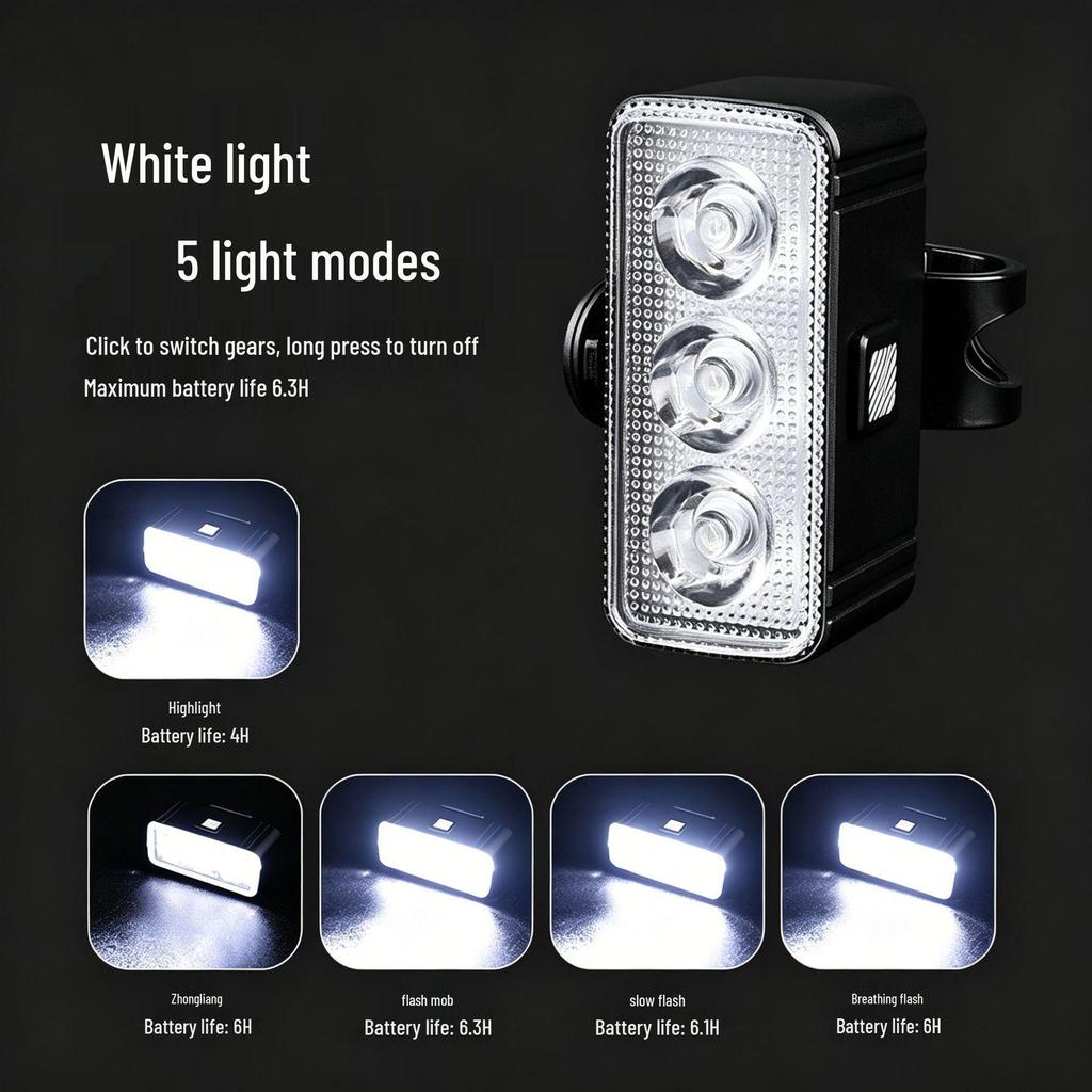 High-Brightness Waterproof Bicycle Head & Taillight with Type-C Charging for Night Cycling
