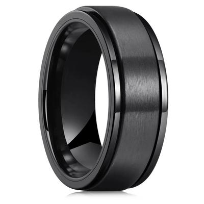 Stainless Steel Anxiety Fidget Spinner Rings for Men Cool Punk Spinning Rotate Rings for Men Anti Stress Wedding Band Jewelry