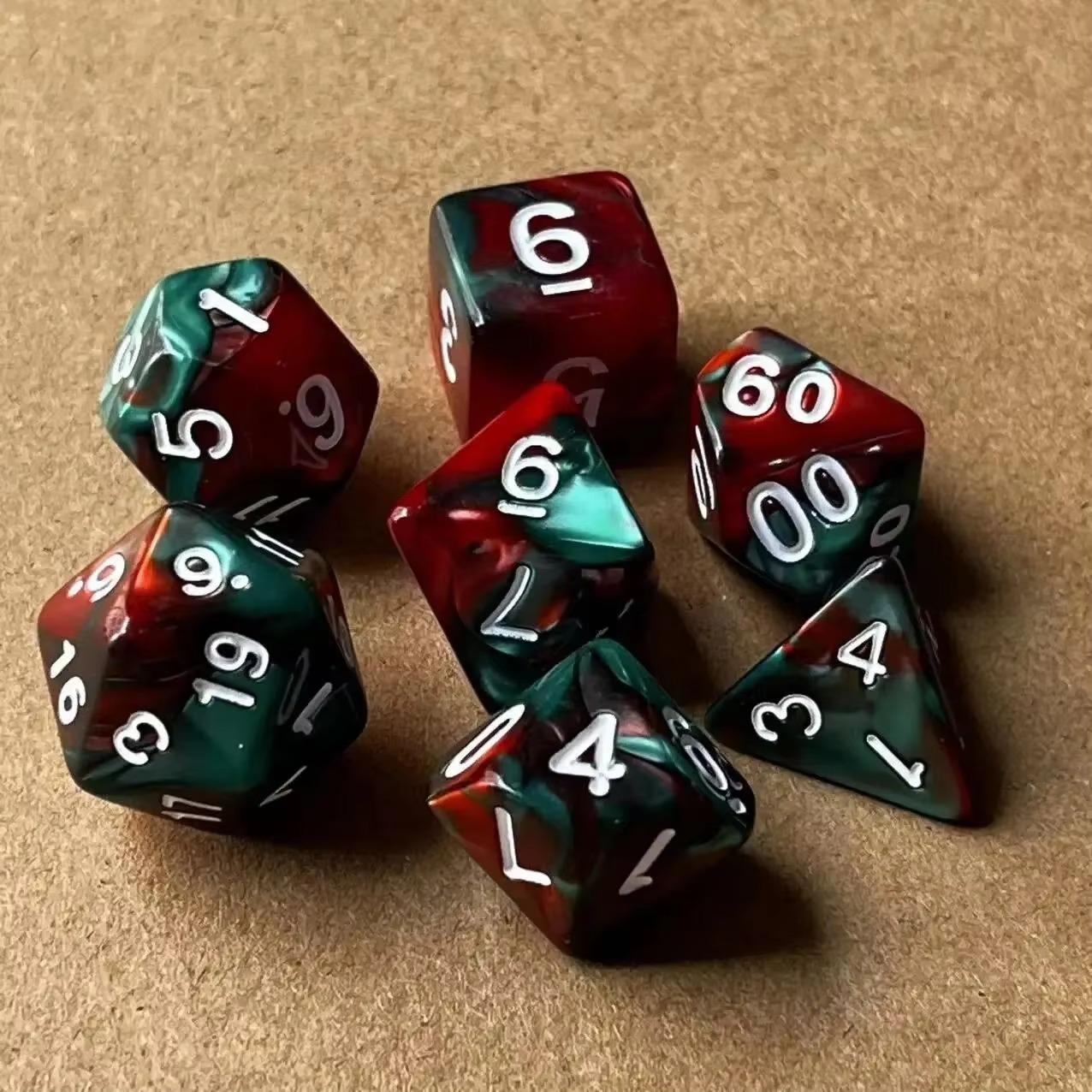 

7 предметов/набор многогранных 7-режимных лазерных игральных костей с цифровой вспышкой, аксессуары для развлекательной игры на вечеринке, новый набор акриловых игральных костей