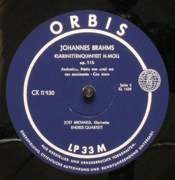 LP Record JOHANNES BRAHMS - Klarinettenquintett H-Moll Op. 115 CX11930 Orbis Non Japan Classical Used