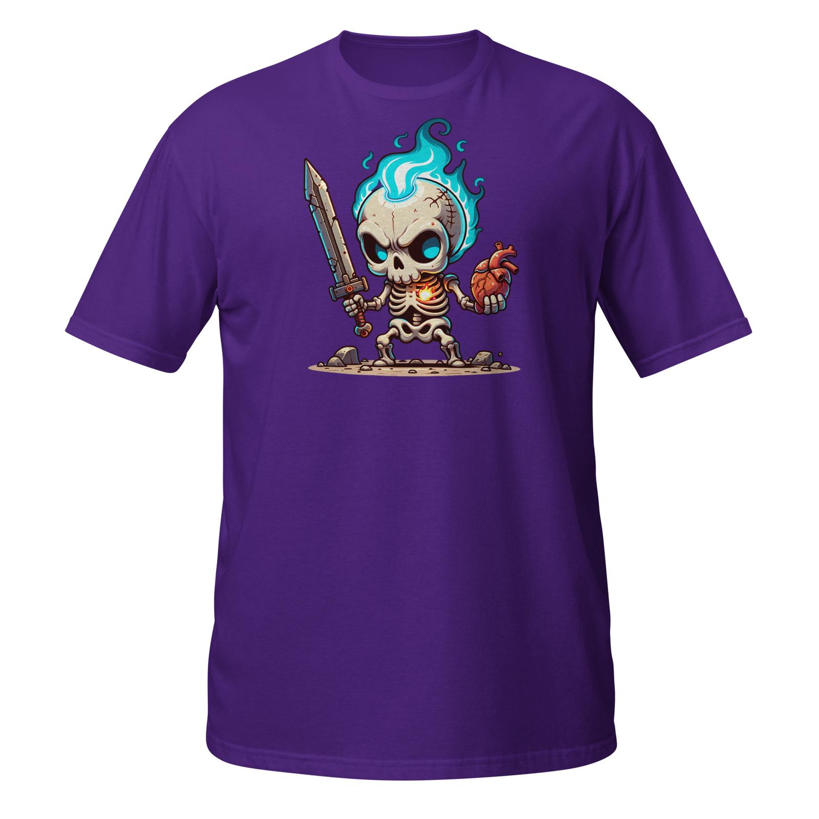 Flame Skull Warrior T-Shirt | Undead Fighter with Sword & Heart | Hero Tee S разноцветный