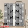 2pcs Butterfly Print Curtains Black White Pattern Modern Style Polyester Window Drapes for Bedroom Living Room