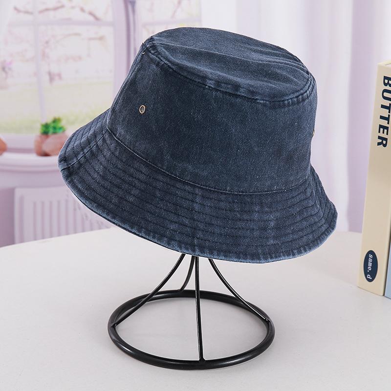 Bucket Hat Men's and Women's Sunscreen Visor Hat Washed Cotton Old Basin Hat Retro Cowboy Hat Travel Small Face