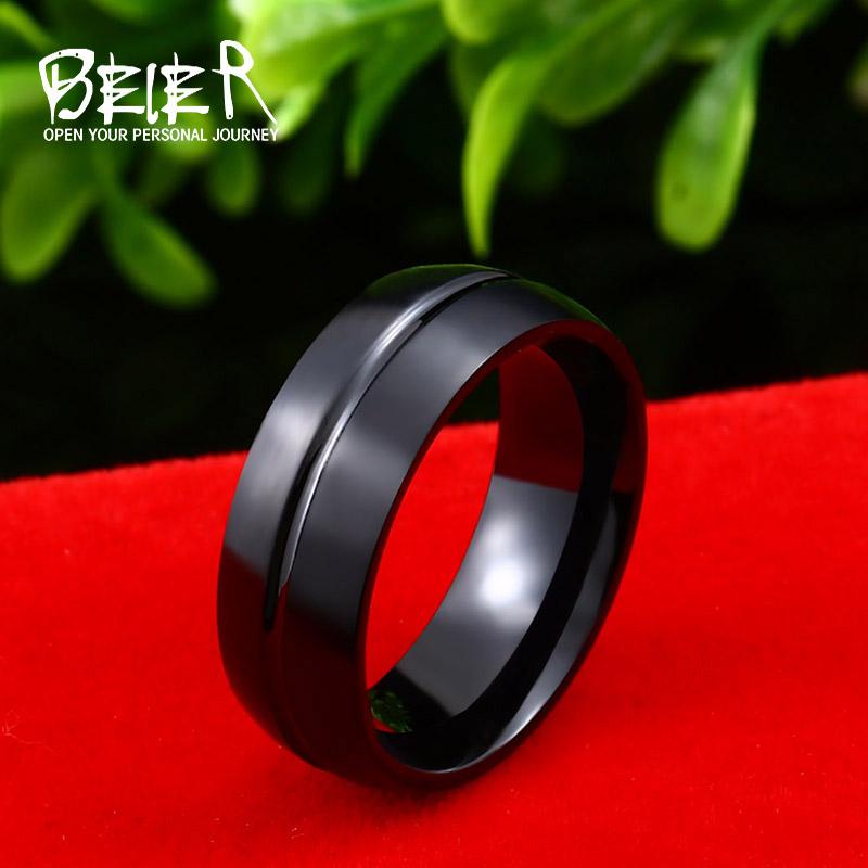 

Beier new store 316L Stainless Steel Black symmetrical simple ring for dating high quality jewelry for men and women LLBR-R100R 7