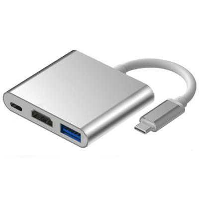 3-in-1 Type-c To Hdmi-compatible Usb 3.0 Charging Adapter Usb-c 3.1 Hub Compatible For Mac Air Pro