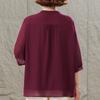Women's Plus Size Burgundy Blouse, Casual 3/4 Sleeve Pleated Front Top (3XL-7XL)