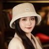 Autumn and Winter Hat Women's Large Brim Showing Face Bucket Hat Plaid Velvet Bucket Hat Versatile Basin Hat
