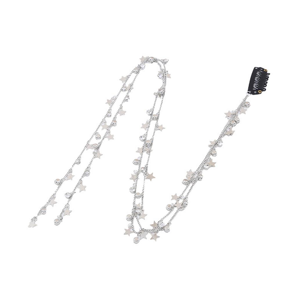 Hair Extension Chain for Braids Rhinestones Tassels Barrette Party Headwear Stylish Accessory for Women and Girls
