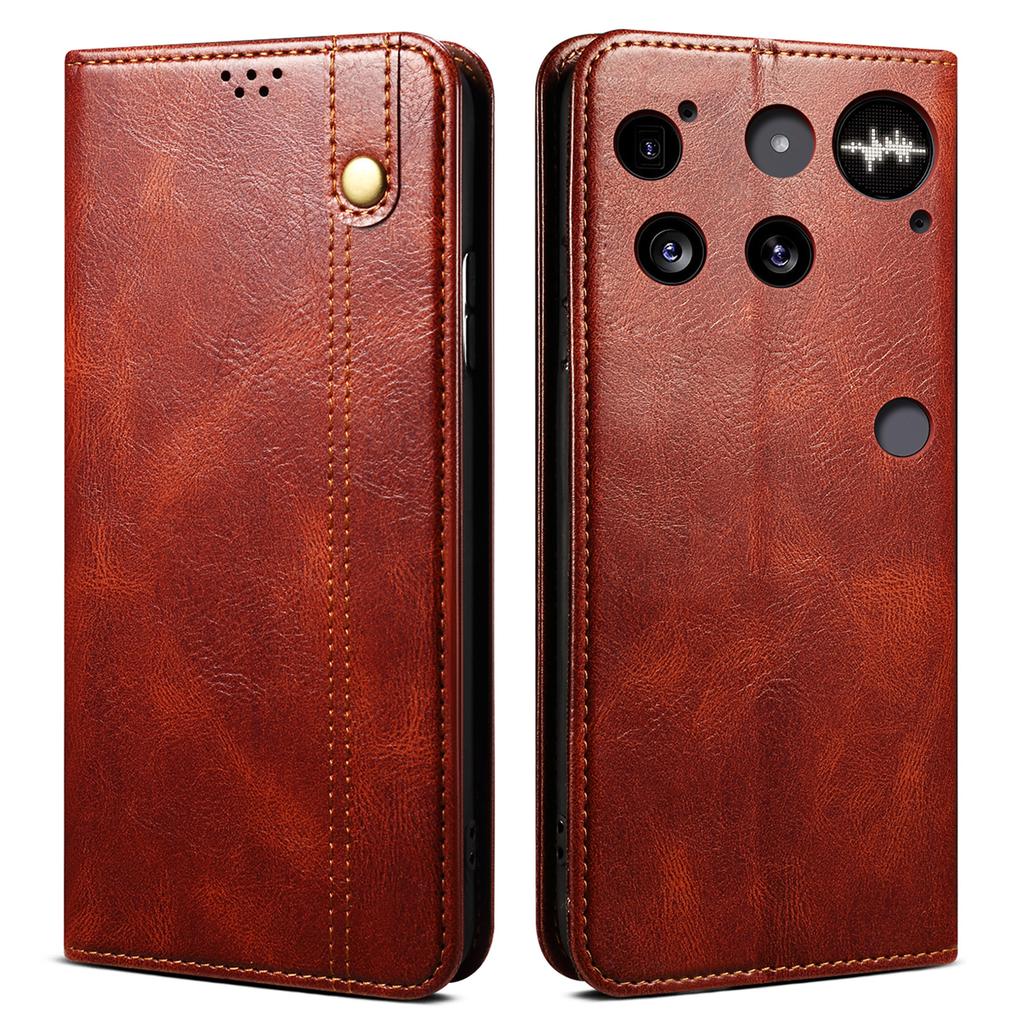 For Nothing Phone (3) 5G Case Crazy Horse Texture Waxy Leather Wallet Stand Phone Cover