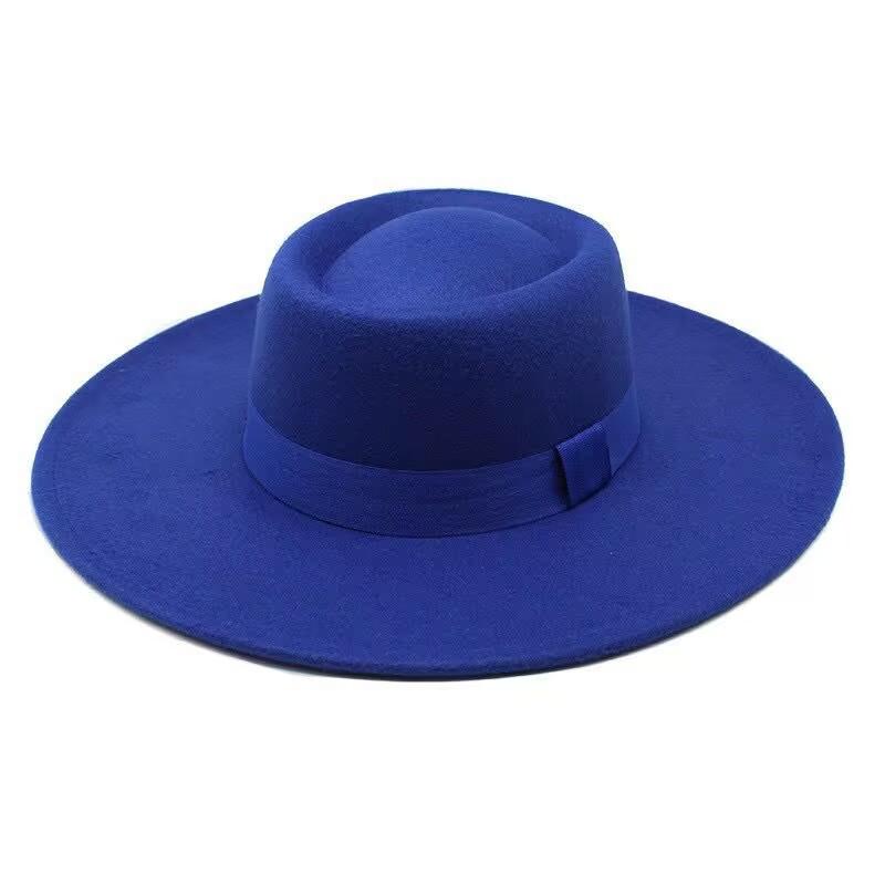Popular European and American Simple Wool.cm Brim Men's and Women's Autumn and Winter Warm Outdoor Oval Ring Top Hat
