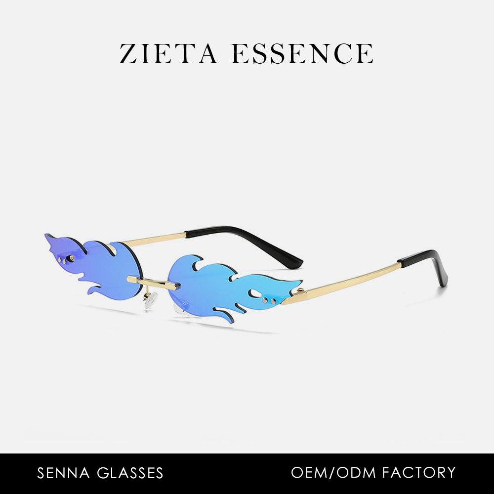 Flame Frameless Sunglasses Party Sunglasses Feather Sunglasses Metal