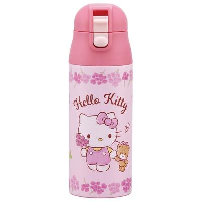 Caneca Skater Garrafa 360ml Garrafa de Água em Aço Inoxidável Hello Kitty Guirlanda de Flores Sanrio Térmica/Fria SDPC4-A