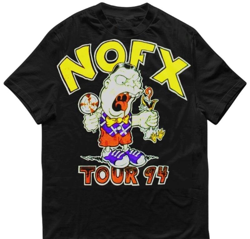 Vintage NOFX Tour 94 Cartoon T-Shirt Unisex Cotton Black T-Shirt Size S-5XL Unisex T-Shirt XXXL