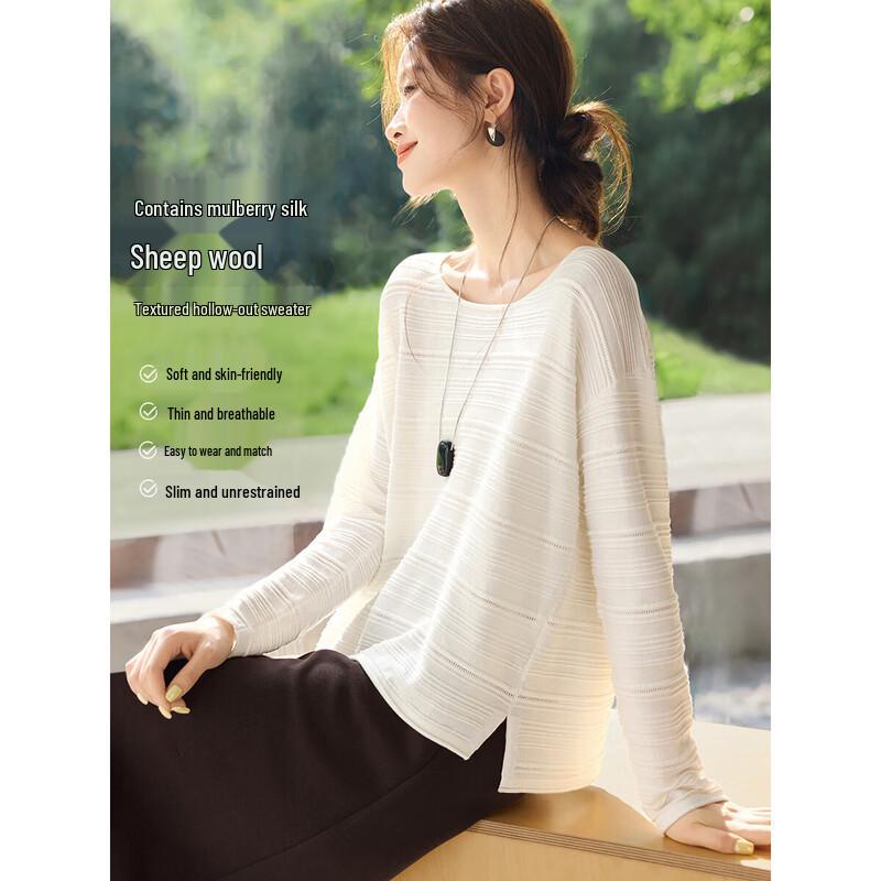 Mo Han Yi Mei 2025 Autumn Textured Stripe Pullover Sweater L