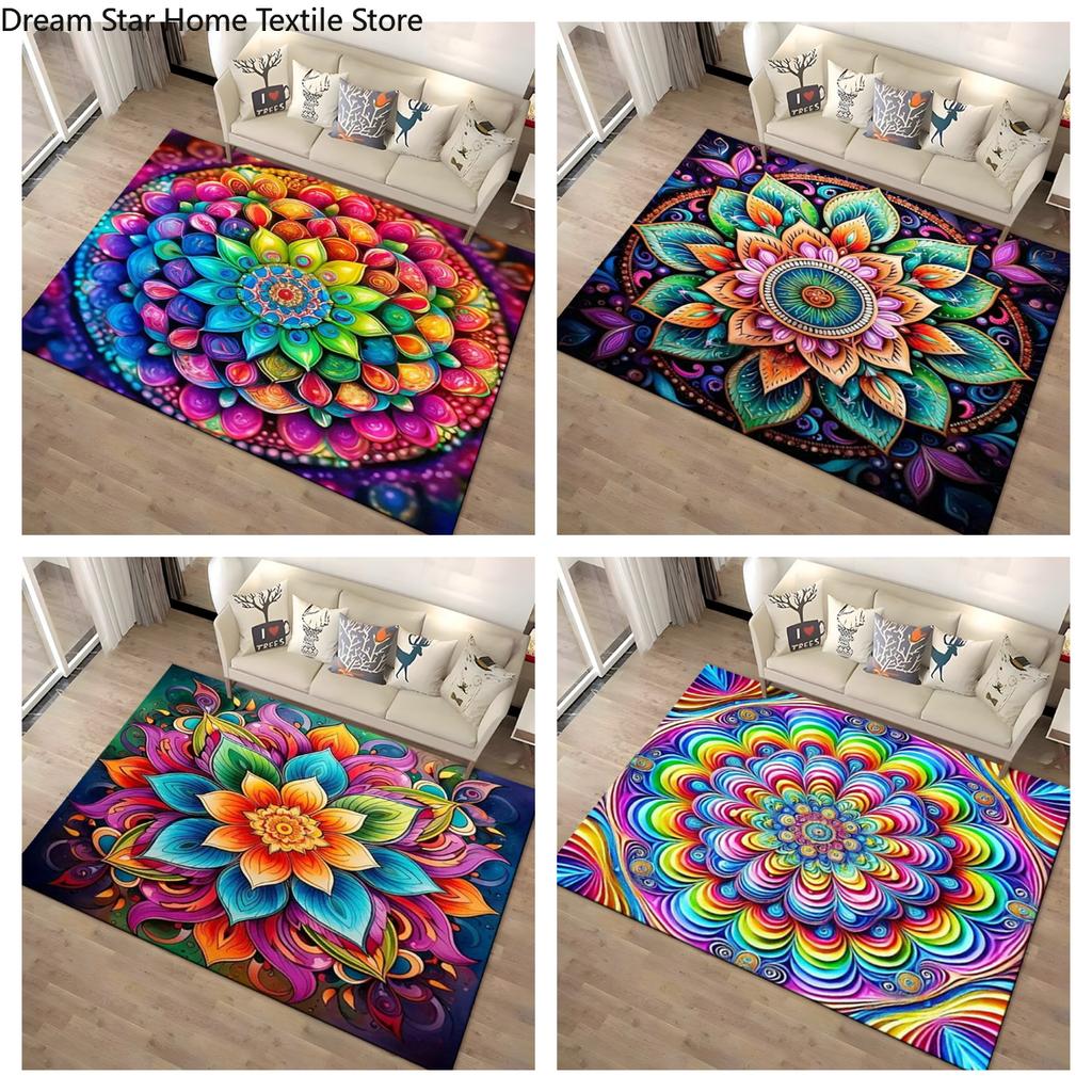15 Size 3D Mandala Area Carpet Rug for Living Room Bedroom Home Sofa Doormat Decoration,kids Non-slip Floor Mat Gift