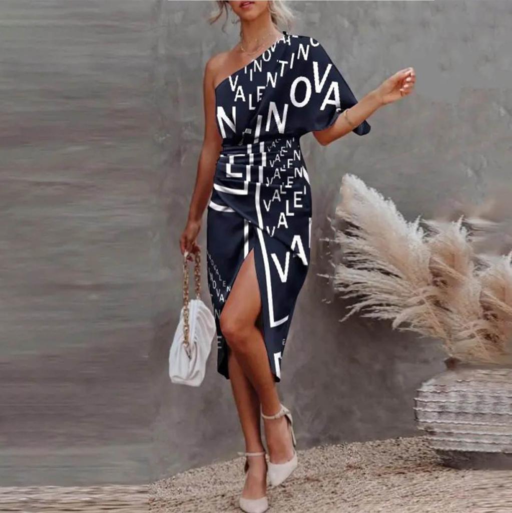 Women's Summer Fashion Sexy Sleeveless Off Shoulder Bag Hip Dress
