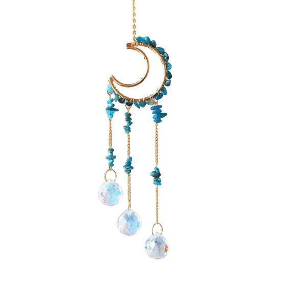 Crystals Suncatcher Hanging Moon Sun Catcher with Glass Prisms for Windows Healing Crystal