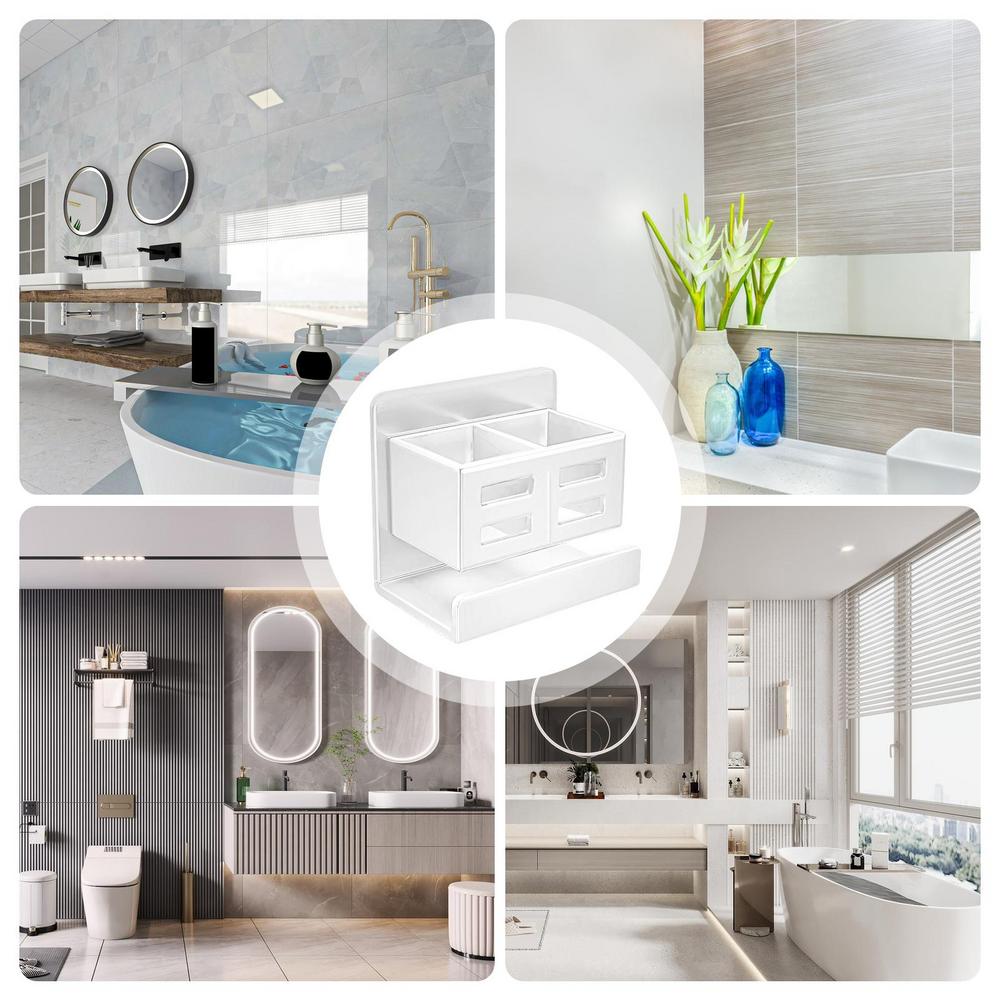 No Drill Shower Shelves Floating Bathroom Shelves Wall-Mounted Bathroom Shelves Over Toilet Floating Bathroom Shelves For Inside