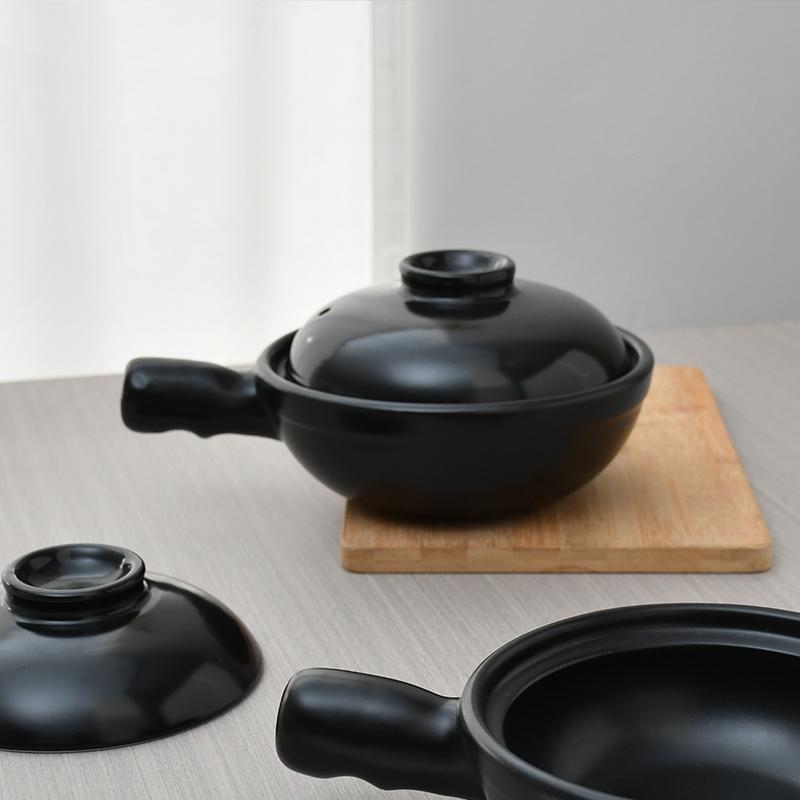 Premium High-Temperature Resistant Ceramic Soup Pot Earthenware Kitchenware Storage Box for Gas Cooktops Casseroles for Home Use (Black,0.5L)