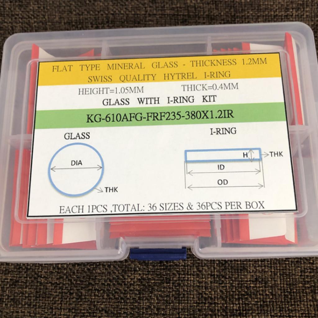 Watch Crystal Mineral Glass 1.2mm Watch Glass Smartwatch Replacement Lens Flat Mirror Glass With Waterproof Ring Assortment