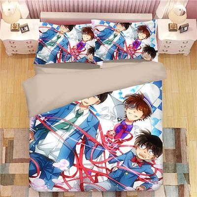Anime Detektyw Conan Shinichi Zestaw Pościeli Chłopcy Dziewczęta Rozmiar Twin Queen Poszwa na Kołdrę Poszewka na Poduszkę Łóżko Dzieci Dorośli Tekstylia Domowe