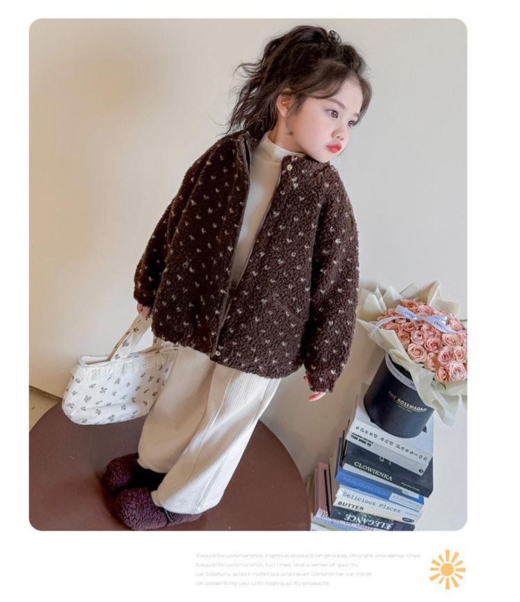 Girls' 2025 Autumn/Winter Fleece Jacket - Plush, Fashionable Sweater for Baby Girls