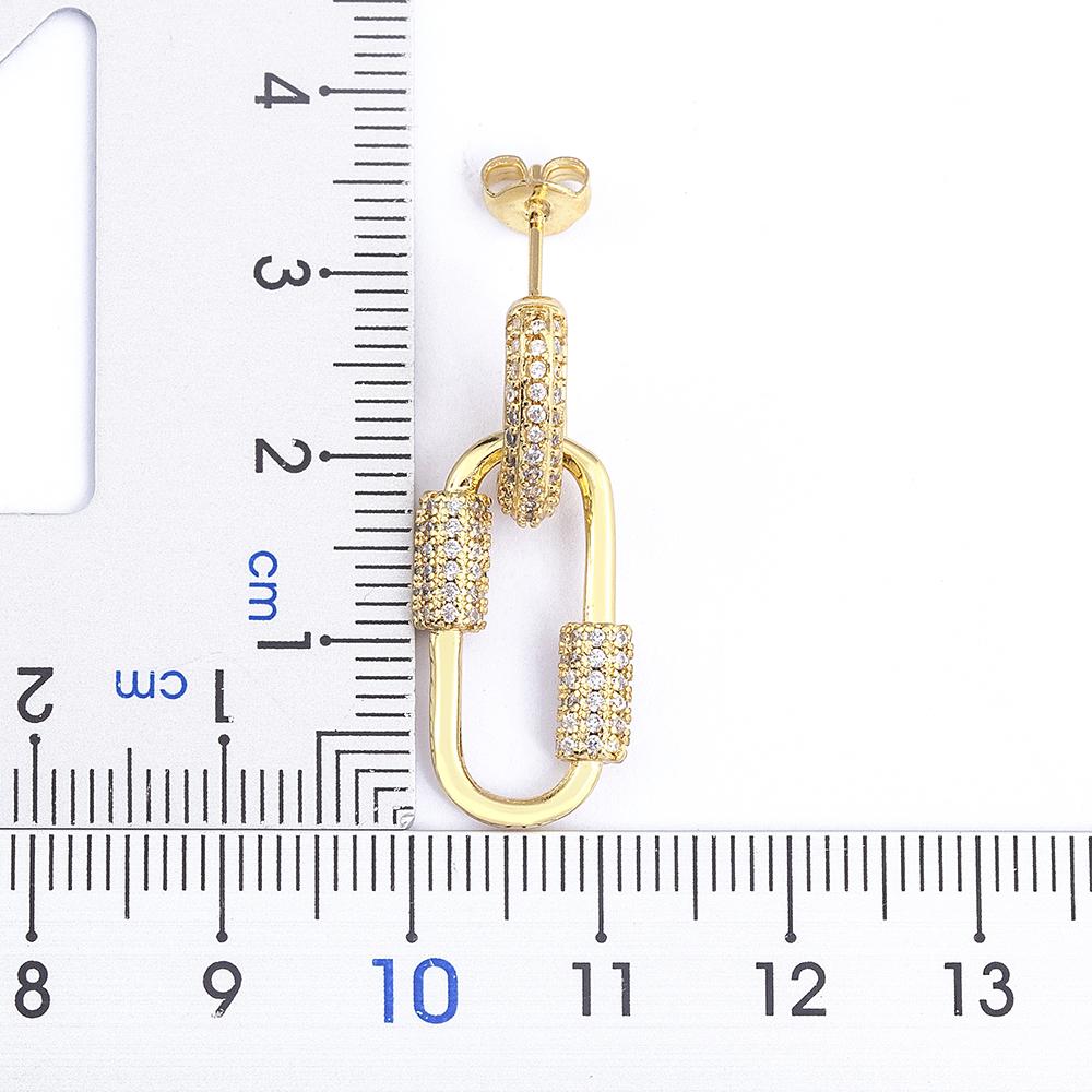 Nidin New Design Geometric Shiny Crystal Zircon Earrings Women Simple Fashion Jewelry Engagement Exquisite Party Gift Wholesale