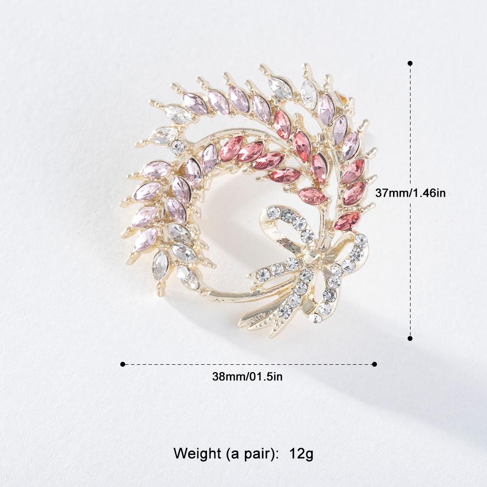 Pinkdudu Módní růžová kamínková brož s pšenicí Romantická kreativní zirkonová mašle Brožové špendlíky pro ženy Šperky PD1309