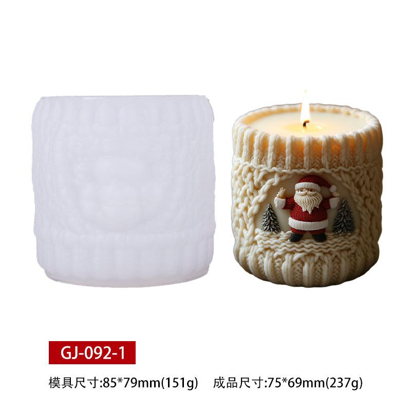 Santa Claus Scented Candls Silicone Mold DIY Knitted Geometry Pillar Plaster Resin Making Tool Handmade Christmas Decor Souvenir