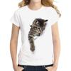 Cat Printed Oversized Loose Casual Cotton Round Neck Short Sleeved Shirt with Worn Clothes T-Shirts Women’s