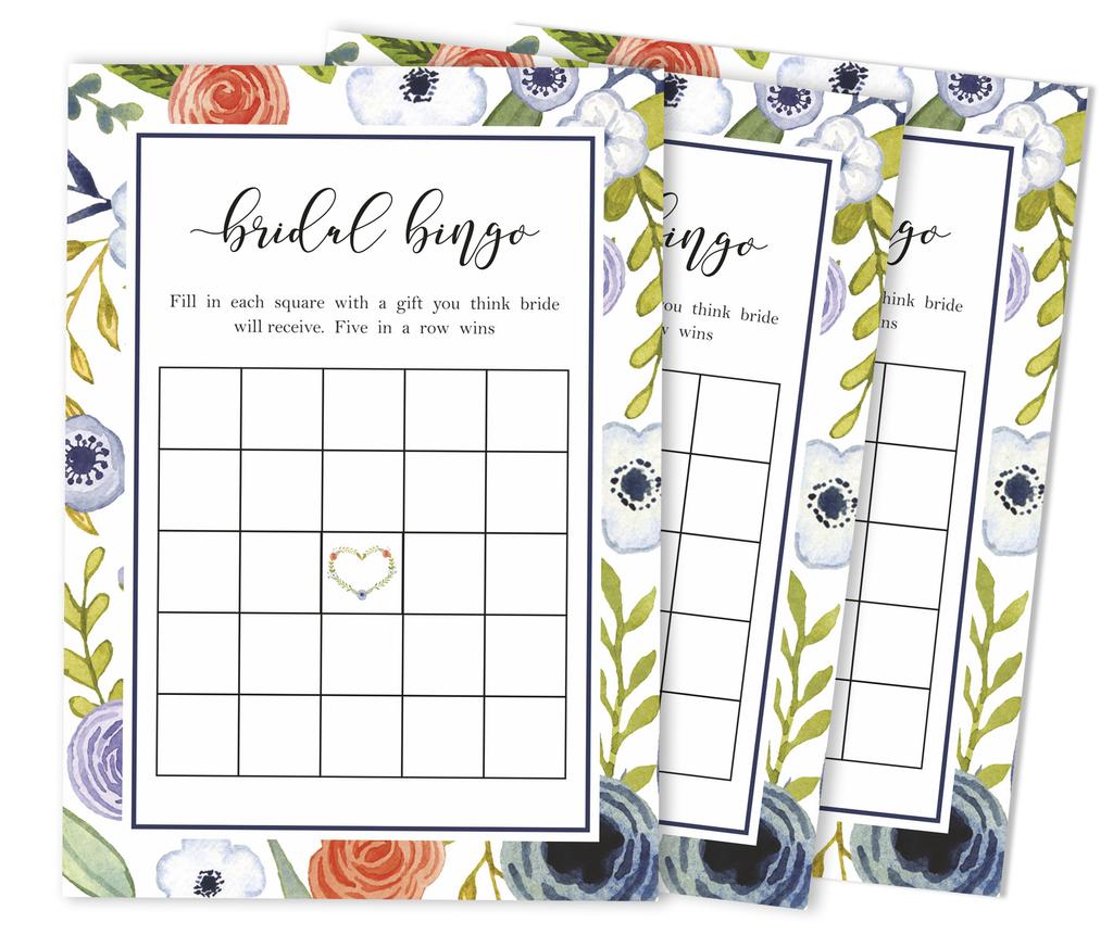 Inkdotpot 50A  FloralA  BingoA  GameA  CardsA  For Bridal Wedding Shower Bachelorette Party Bulk Blank Square Fill In Gift
