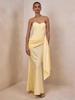 2026 Elegant Strapless Waist-Cinching Formal Dress - European & American Style, Solid Color, Irregular Design