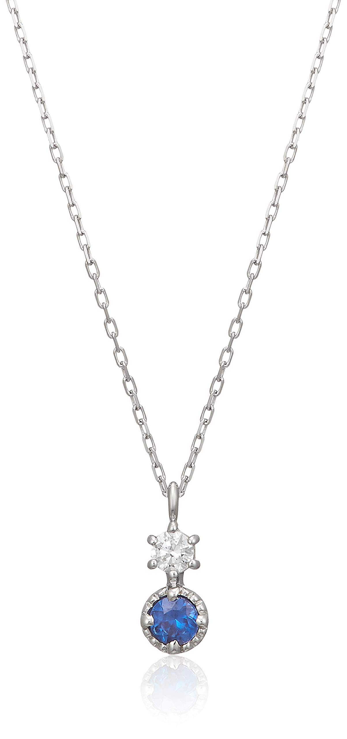 K10 White Gold Necklace [canal4℃] (September Birthstone) 15182-622-3209-00-00 белый