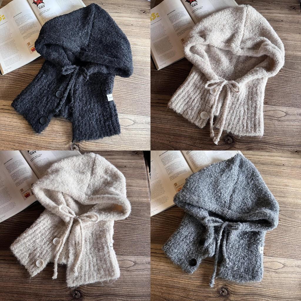 Solid Knitted Color Cap With Wide Brim And Ear Warmers For Autumn Winter Casual