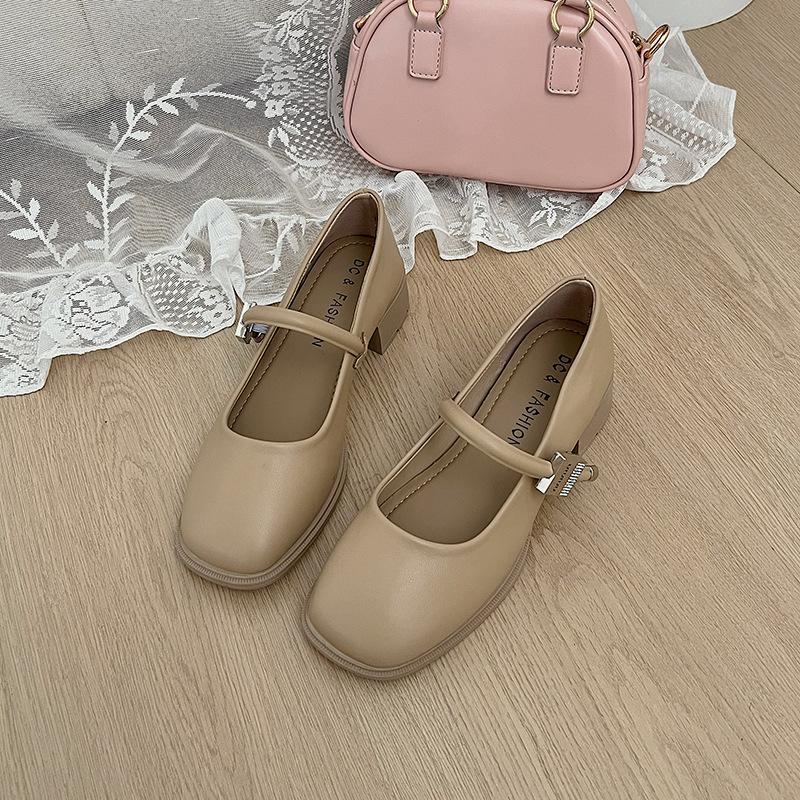 

Туфли Мэри Джейн с квадратным носком, женские, на толстом каблуке, средней высоты, новая осенняя коллекция 2025, профессиональная модная обувь-лодочки, детские 40