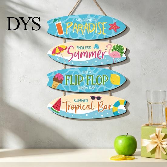 Gartenwandkunst Inspirierendes Holz-Hängeschild, Sommer Surfen Kinder Positiver Spruch Schild, Handgefertigtes Brett Bauernhaus String Schild für Schlafzimmer Zimmer Hof