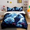 New Arrival! Wolf and Rose Print Bedding Set for Wolf Totem Lovers 1 Quilt Cover 2 Pillowcases Adult and Kids Bedding Set Gifts