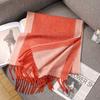 Autumn and winter 100wool wool scarf women's double-sided two-color striped scarf high-end fringed shawl scarf