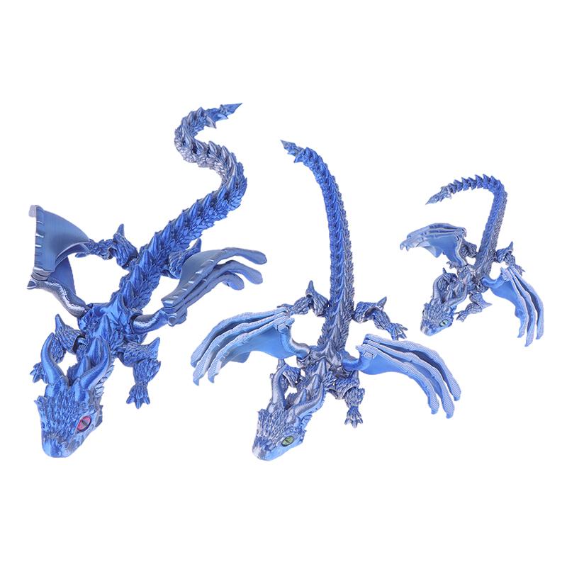 3D-gedruckte geflügelte Kutsche Drachenfigur mit zufälligen Augen Art Deco Harz Drachenskulptur Tischplatte Tierisches Thema Dekorationen