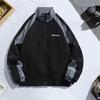 Hip Hop Stil Männer Jacke Stehkragen Langarm Mantel High Street Patchwork Farbe Block Windjacke Dünne College Jacke
