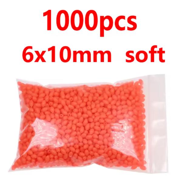 1000/3000PCS Wholesale Red Green Oval Soft Rubber Luminous Fishing Beads Glowing Sink Beads For Fishing Rigs Fishing Lure Tackle