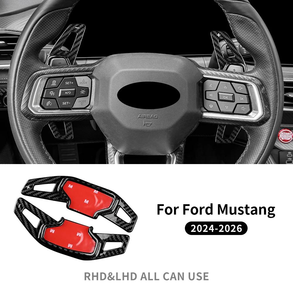 

Real Hard Carbon Fiber For Ford Mustang GT Dark Horse EcoBoost 2024 2025 2026 Car Steering Wheel Shift Paddle DSG Extension Trim 1Pair