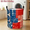 1pc, 2D Flat Printed Floral Patchwork American Retro Laundry Basket, Can Stack Dirty Clothes or Miscellaneous Items for Storage, Suitable for Home and