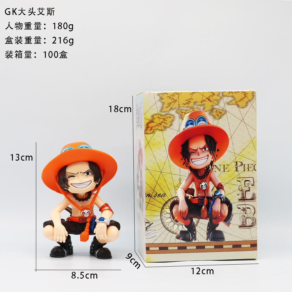 Ace & Yamato Anime Figure, Q Version Sitting Pose Laughing GK Statue, Cute Collectible Model Car Decor Gift