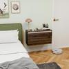 Wall-Mounted Bedside Table with Handleless Drawer and Wall Fixing, 80x30x45cm, Walnut