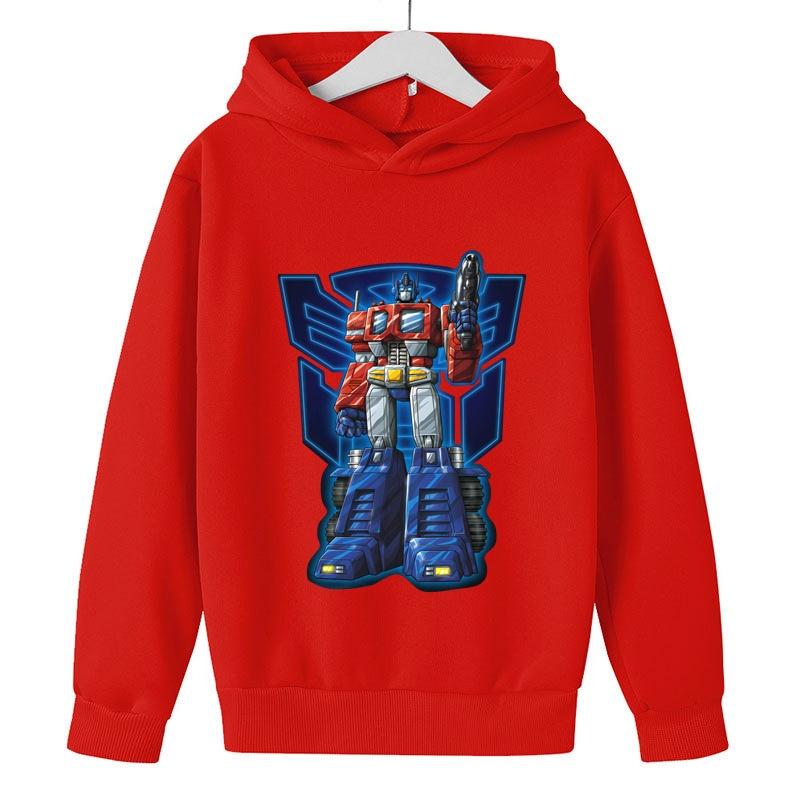 Boys Transformers Optimus Prime Print Hoodies Long Sleeves Cartoon Sweatshirt Baby Children Clothing Cool Pullovers Kids Street Wear