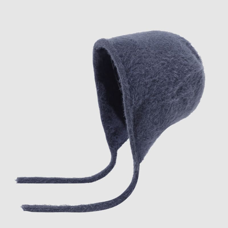 

LOOKING4U Шапка-боне из ангорской шерсти на завязках, темно-синяя DEEP BLUE