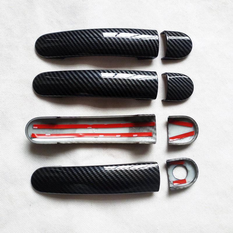 Door Handle Plastic Imitation Carbon Fiber Cover Trim Fit for Volkswagen VW Polo Mk4 Mk5 6R Car Accessories Styling Stickers