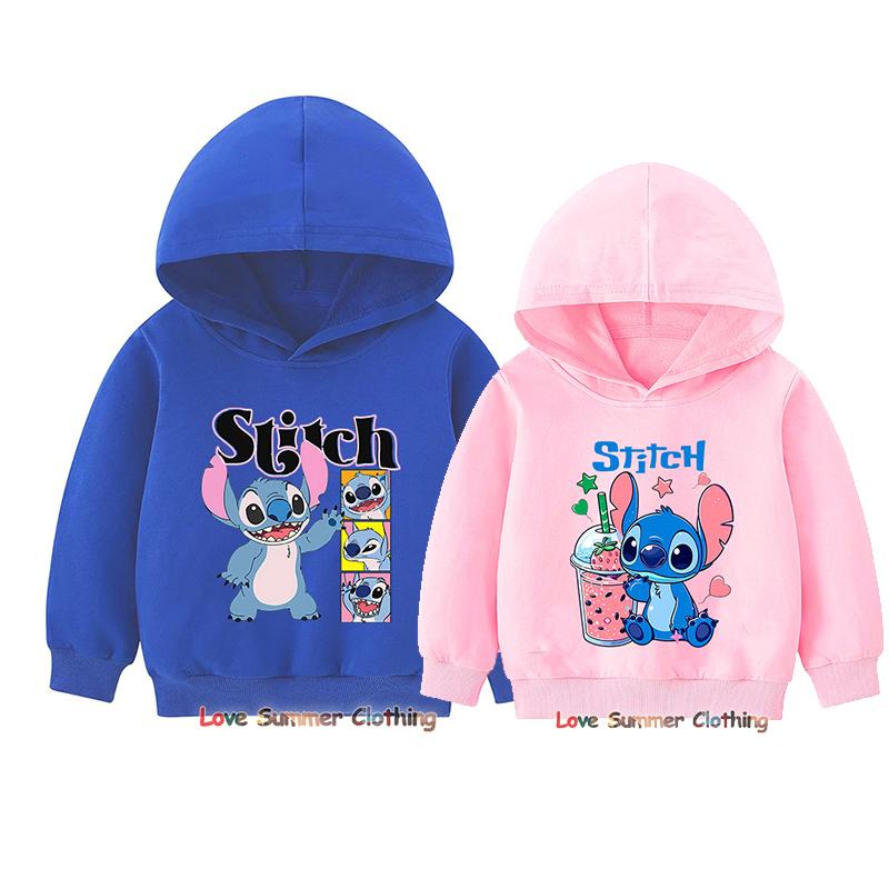 Stitch Hoodie for Kids HD Print Boys Girls Pullover Brother Sister Matching Hoodies Polyester  Casual Girls Sweatshirt Fall Age 4-14