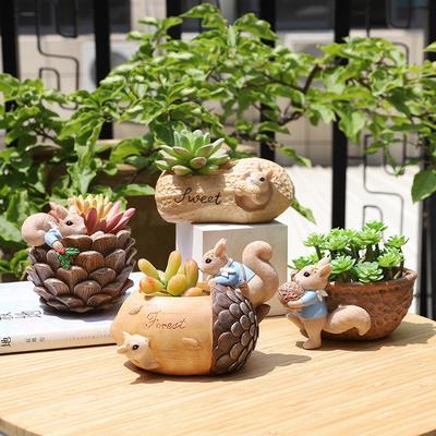 Pflanzgefäß in Tierform mit Cartoon-Motiv, für den Garten, dekorativer kleiner Blumentopf, Sukkulenten-Pflanzgefäß, Kunstharzbehälter, Tischdekoration für Zuhause